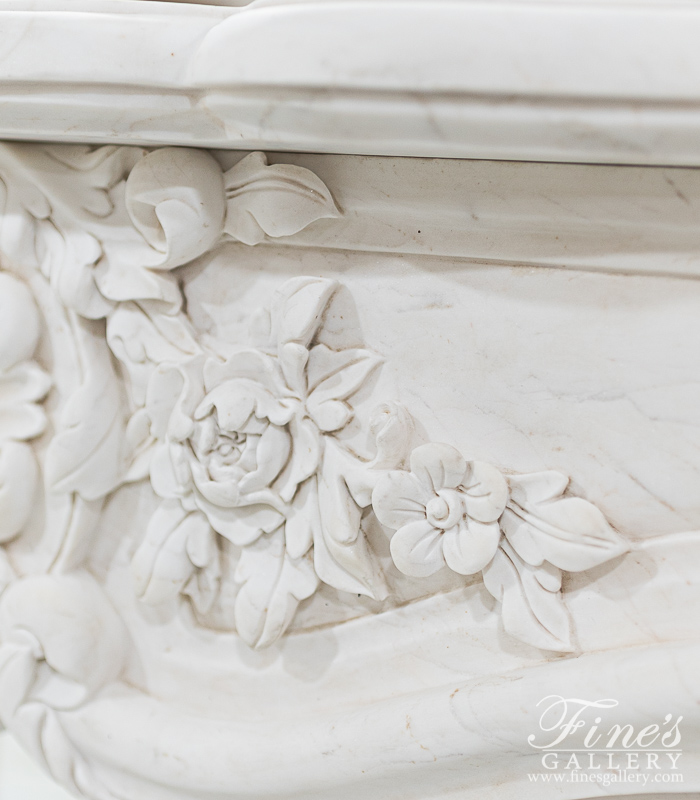 Marble Fireplaces  - Shell Motif And Floral Garland French Marble Mantel - MFP-2292