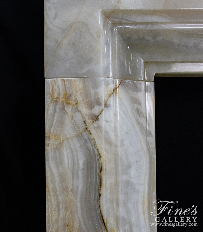 Marble Fireplaces  - Contemporary Mantel In Light White Onyx - MFP-2301