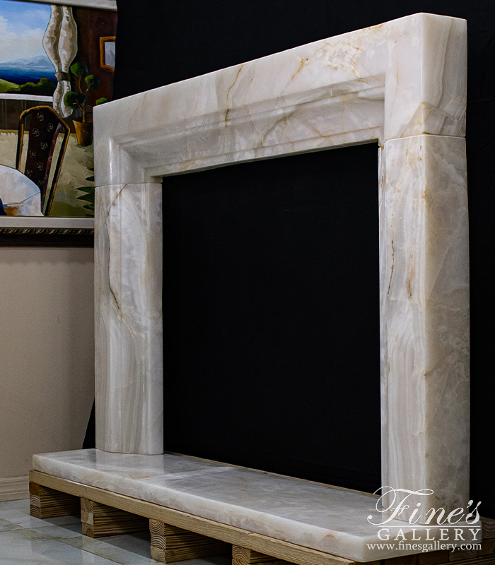 Marble Fireplaces  - Contemporary Mantel In Light White Onyx - MFP-2301