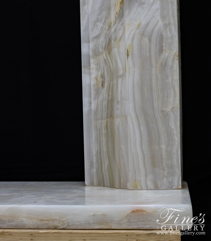 Marble Fireplaces  - Contemporary Mantel In Light White Onyx - MFP-2301