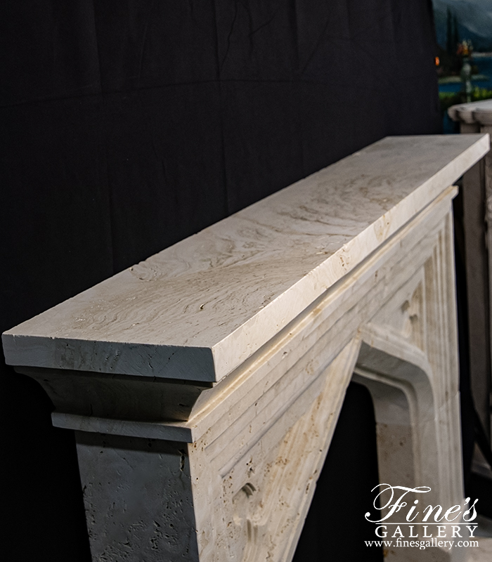 Marble Fireplaces  - Tudor Style Mantel In Italian Ivory Travertine - MFP-2307