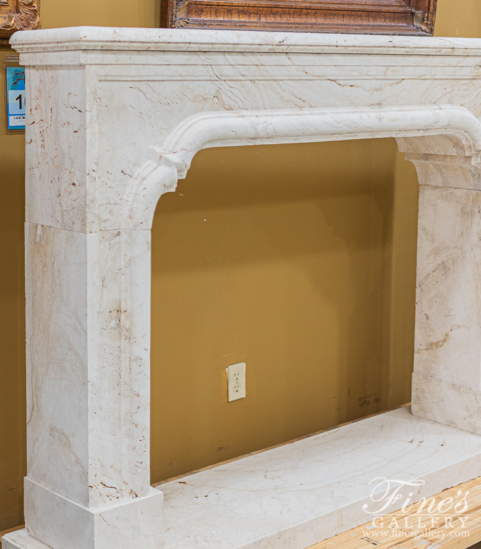 Marble Fireplaces  - Italian Ivory Travertine Fireplace Mantel - MFP-2308