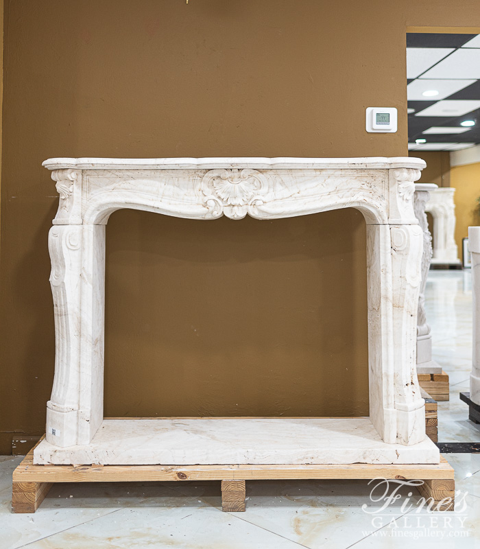 Marble Fireplaces  - Roman Ivory Travertine Louis XVI Mantel - MFP-2317