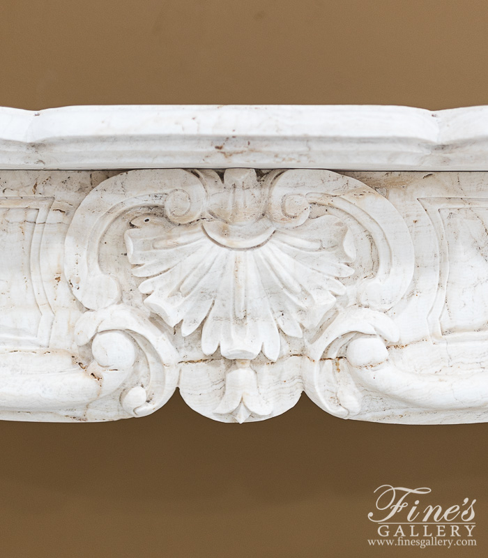 Marble Fireplaces  - Roman Ivory Travertine Louis XVI Mantel - MFP-2317