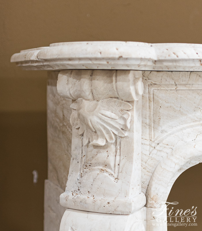 Marble Fireplaces  - Roman Ivory Travertine Louis XVI Mantel - MFP-2317
