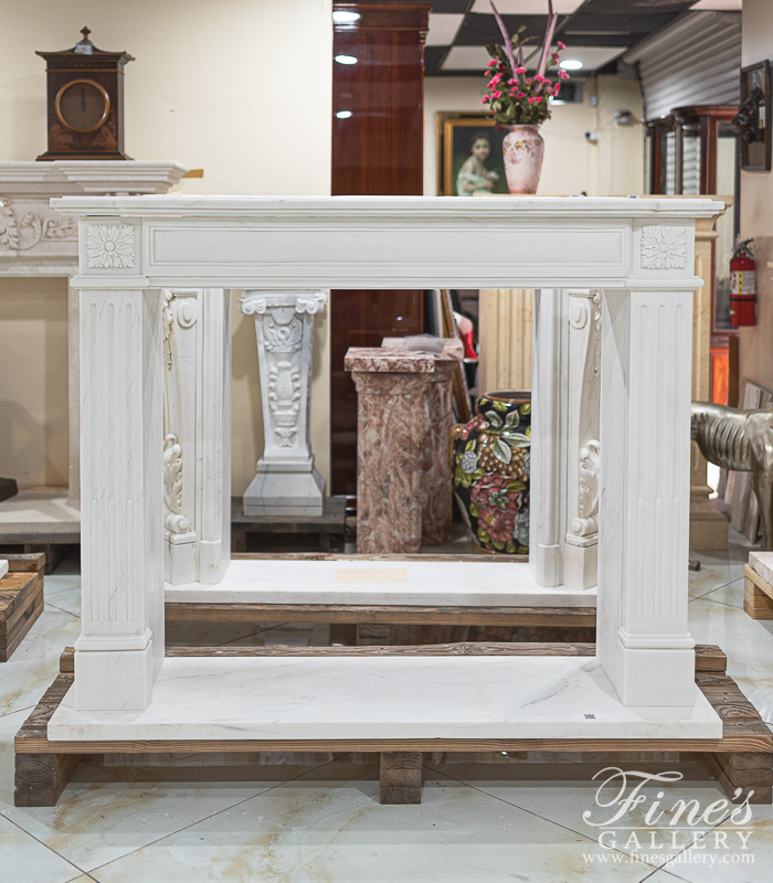 Marble Fireplaces  - Period Regency Statuary White Marble Fireplace - MFP-2321