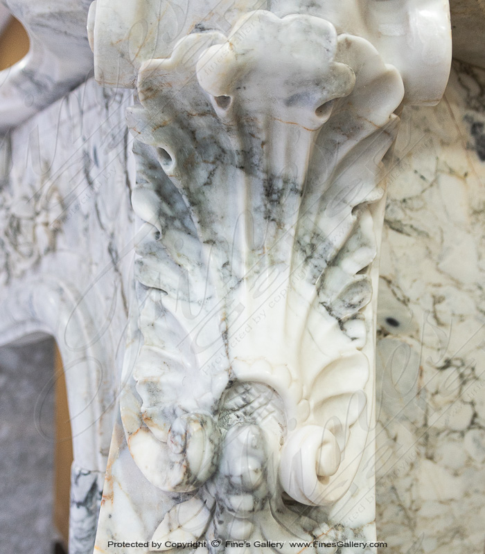 Marble Fireplaces  - Ornate French Arabascato Marble Fireplace - MFP-2322