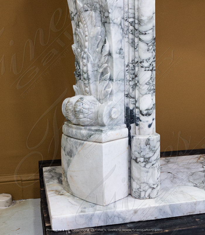 Marble Fireplaces  - Ornate French Arabascato Marble Fireplace - MFP-2322