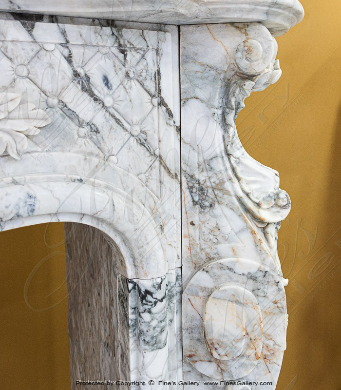 Marble Fireplaces  - Ornate French Arabascato Marble Fireplace - MFP-2322