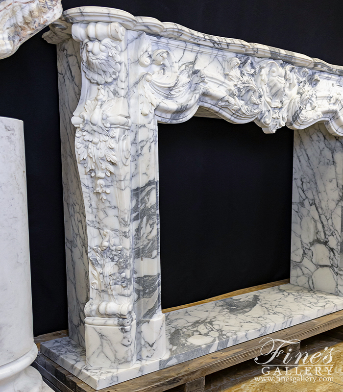 Marble Fireplaces  - Exotic Calacatta Marble Louis XV French Style Mantel - MFP-2400