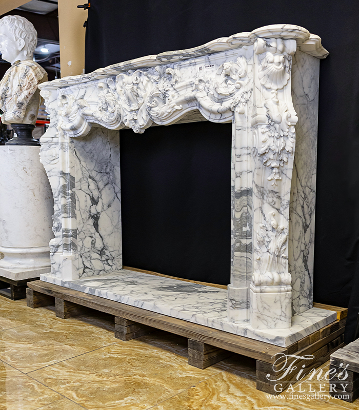 Marble Fireplaces  - Exotic Calacatta Marble Louis XV French Style Mantel - MFP-2400