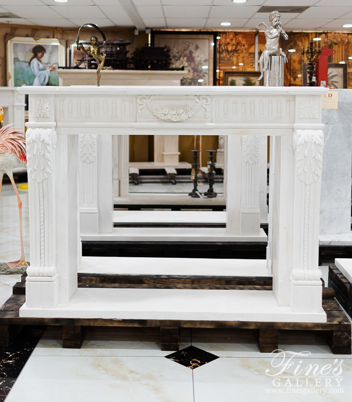 Marble Fireplaces  - Stunning Regency Statuary White Marble Fireplace Mantel - MFP-2401