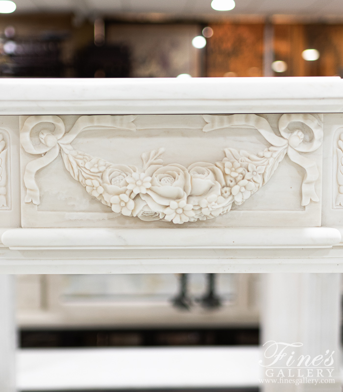 Marble Fireplaces  - Stunning Regency Statuary White Marble Fireplace Mantel - MFP-2401