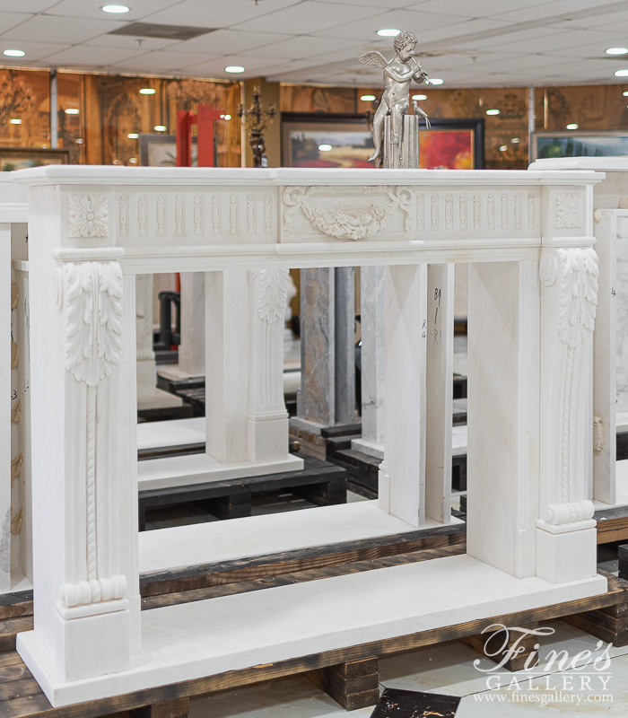 Marble Fireplaces  - Stunning Regency Statuary White Marble Fireplace Mantel - MFP-2401
