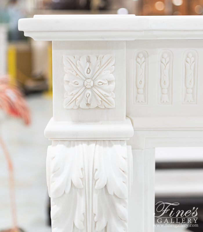 Marble Fireplaces  - Stunning Regency Statuary White Marble Fireplace Mantel - MFP-2401