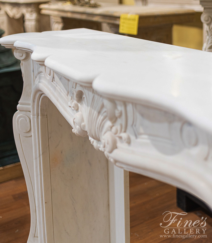 Marble Fireplaces  - Louis XIV Style Statuary Marble Fireplace Mantel - MFP-2403