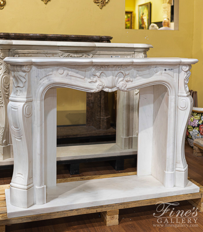 Marble Fireplaces  - Louis XIV Style Statuary Marble Fireplace Mantel - MFP-2403