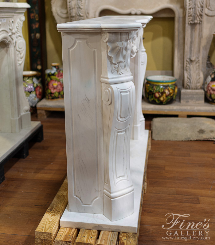 Marble Fireplaces  - Louis XIV Style Statuary Marble Fireplace Mantel - MFP-2403