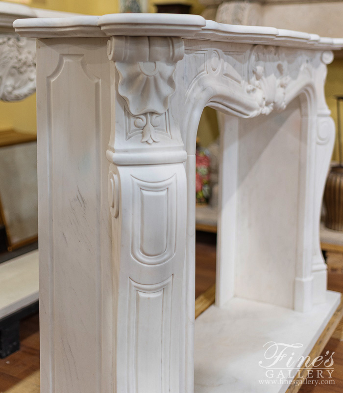 Marble Fireplaces  - Louis XIV Style Statuary Marble Fireplace Mantel - MFP-2403