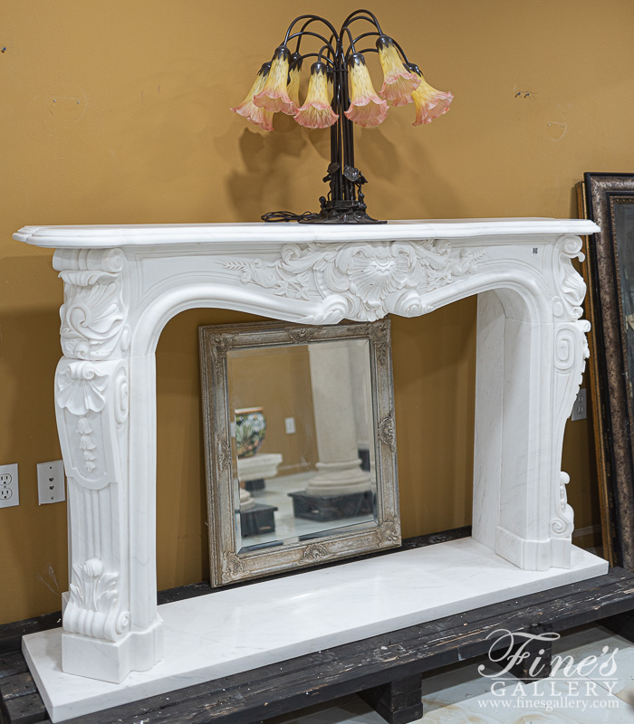 Marble Fireplaces  - Louis XV French Mantel In Statuary White Marble - MFP-2404
