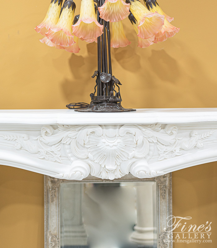 Marble Fireplaces  - Louis XV French Mantel In Statuary White Marble - MFP-2404