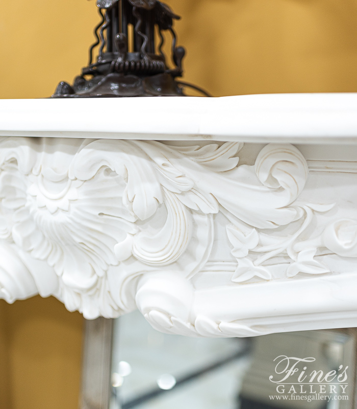 Marble Fireplaces  - Louis XV French Mantel In Statuary White Marble - MFP-2404