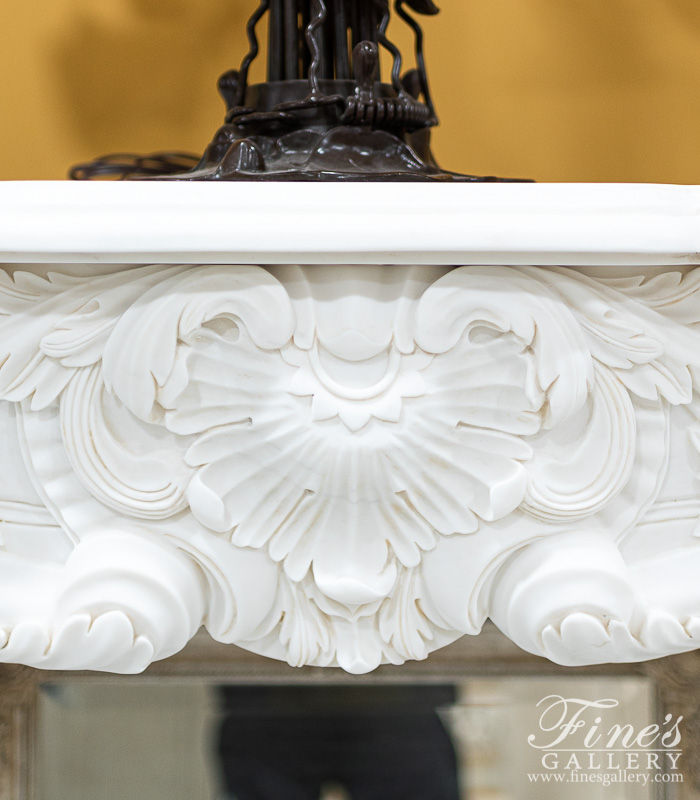 Marble Fireplaces  - Louis XV French Mantel In Statuary White Marble - MFP-2404