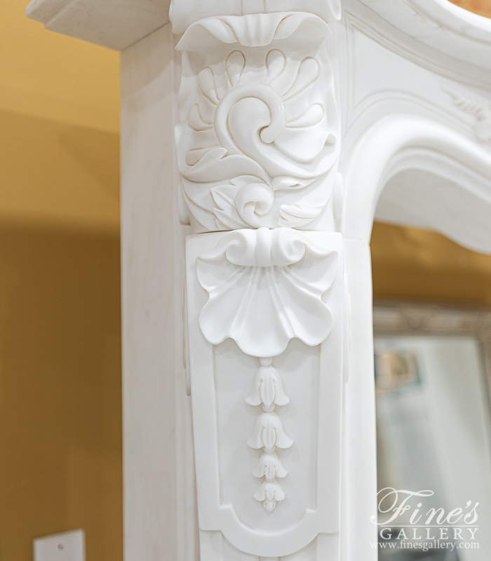 Marble Fireplaces  - Louis XV French Mantel In Statuary White Marble - MFP-2404