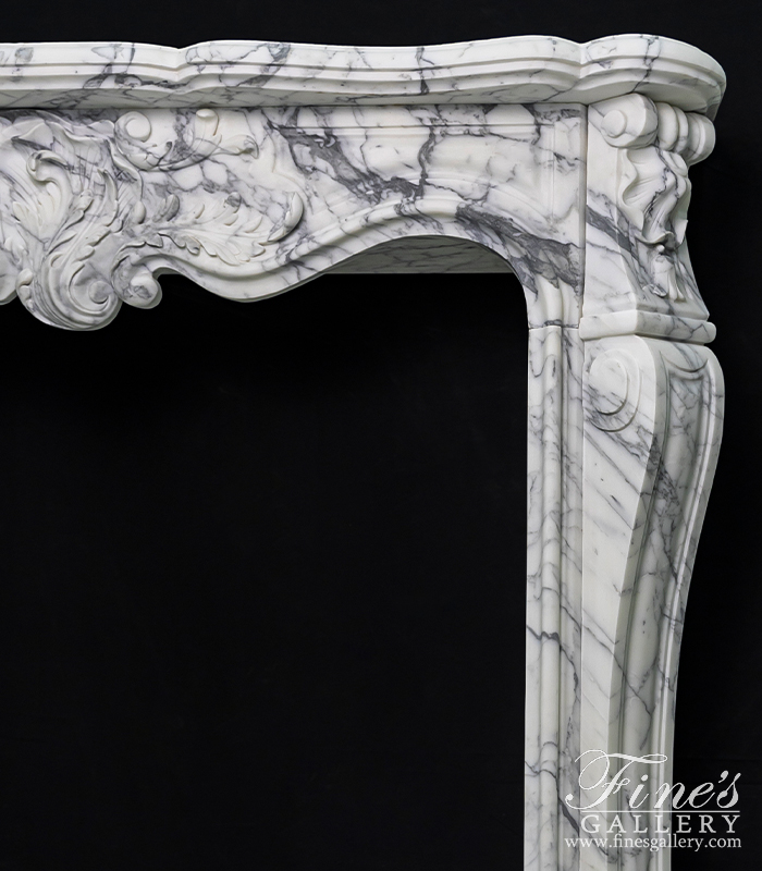 Marble Fireplaces  - Calacatta Marble Fireplace Mantel In Louis XVII Style - MFP-2409