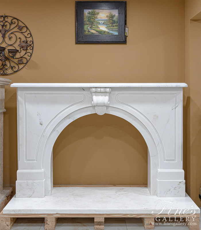 Marble Fireplaces  - Arched Marble Fireplace In Statuary White Marble - MFP-2412