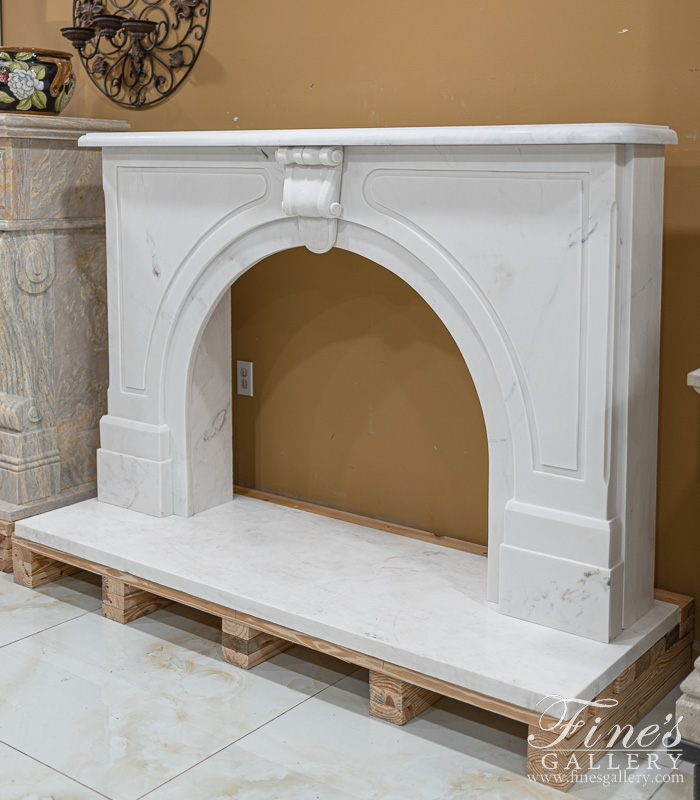 Marble Fireplaces  - Arched Marble Fireplace In Statuary White Marble - MFP-2412