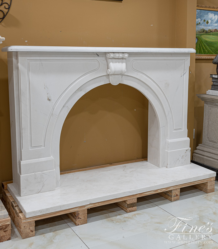 Marble Fireplaces  - Arched Marble Fireplace In Statuary White Marble - MFP-2412