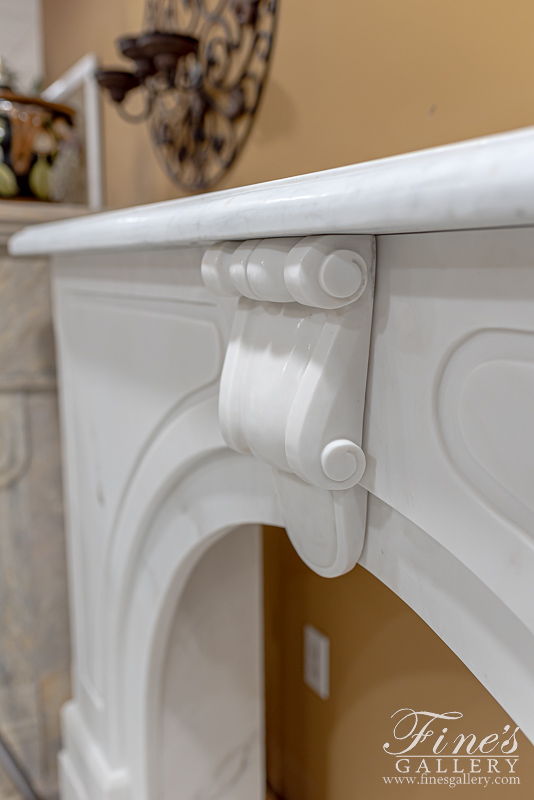 Marble Fireplaces  - Arched Marble Fireplace In Statuary White Marble - MFP-2412