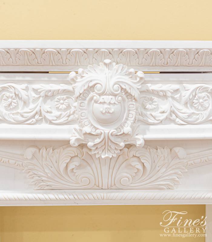 Marble Fireplaces  - Elaborate Italian Style Mantel With Deep Relief  - MFP-2413