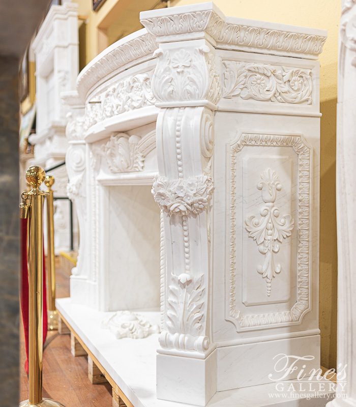 Marble Fireplaces  - Elaborate Italian Style Mantel With Deep Relief  - MFP-2413