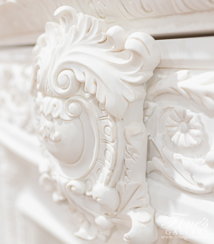 Marble Fireplaces  - Elaborate Italian Style Mantel With Deep Relief  - MFP-2413