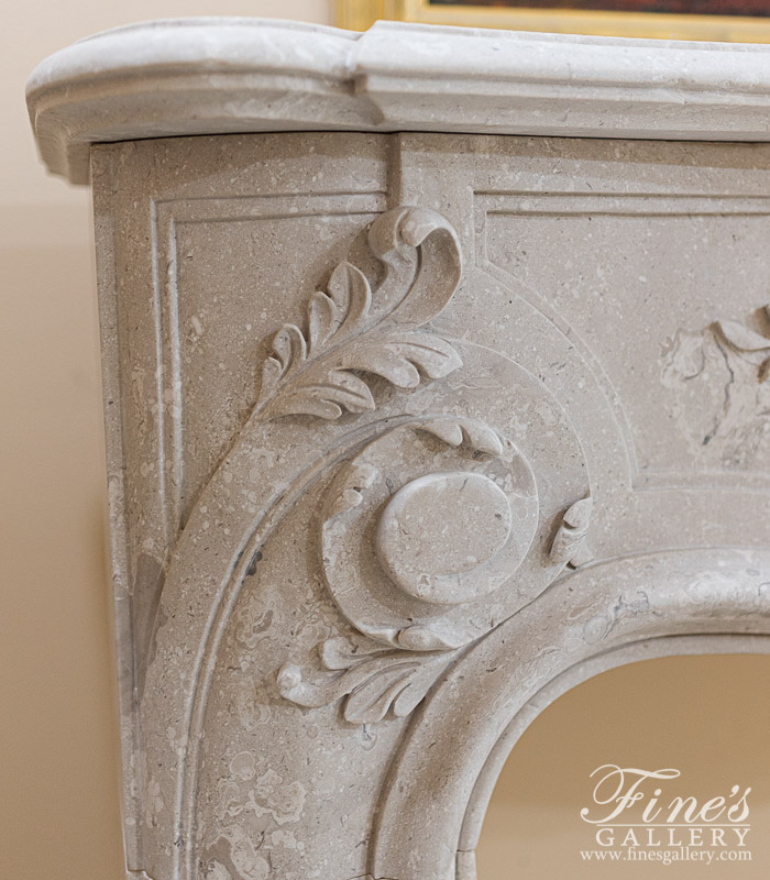Marble Fireplaces  - Italian Perlato Royal Marble Fireplace Mantel In Louis XVI Style - MFP-2414