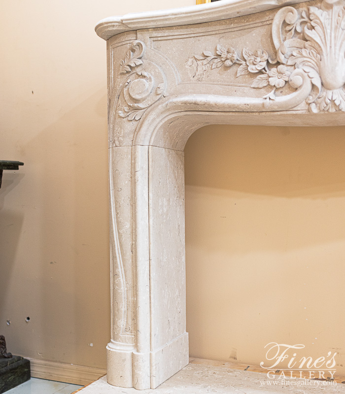 Marble Fireplaces  - Italian Perlato Royal Marble Fireplace Mantel In Louis XVI Style - MFP-2414