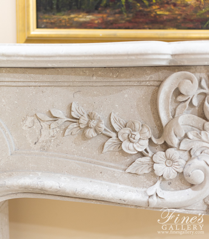 Marble Fireplaces  - Italian Perlato Royal Marble Fireplace Mantel In Louis XVI Style - MFP-2414