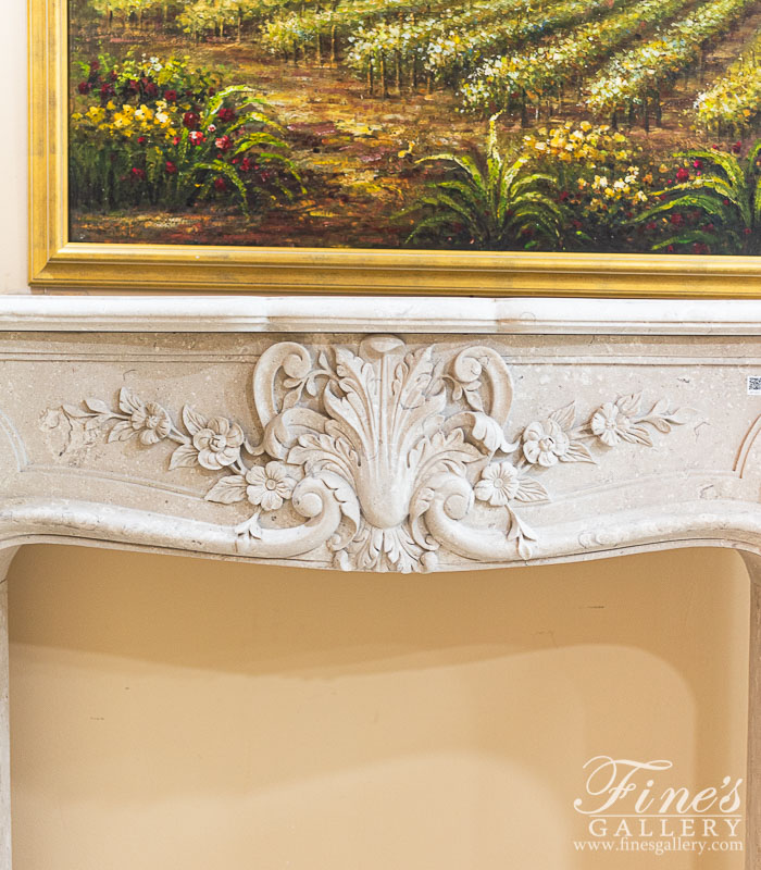 Marble Fireplaces  - Italian Perlato Royal Marble Fireplace Mantel In Louis XVI Style - MFP-2414