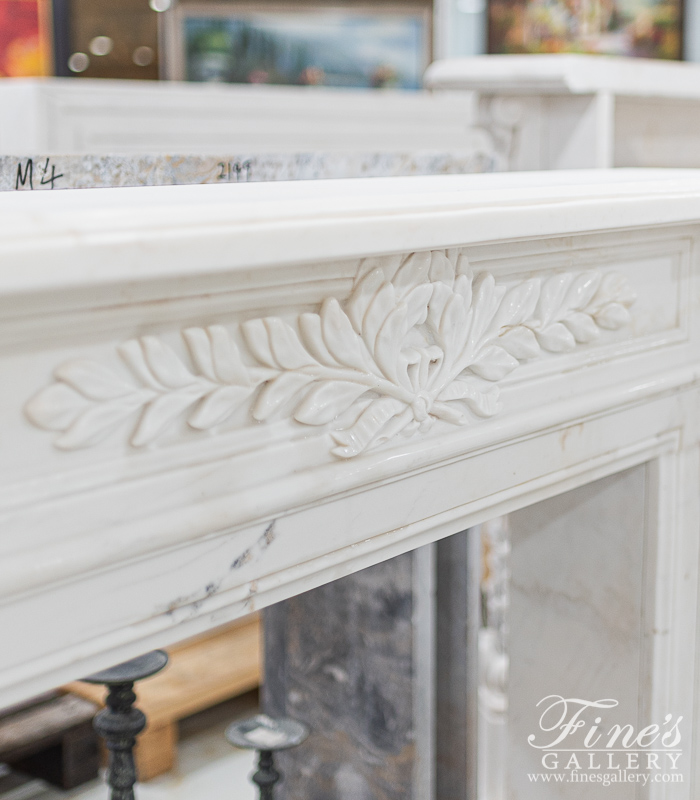 Fireplace Regencys  - 55 Inch Louis XV In Statuary White Marble - MFP-2415