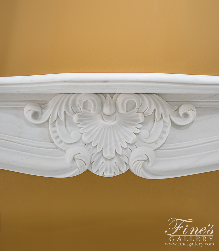 Marble Fireplaces  - Louis XV Statuary White Marble Fireplace Mantel - MFP-2423