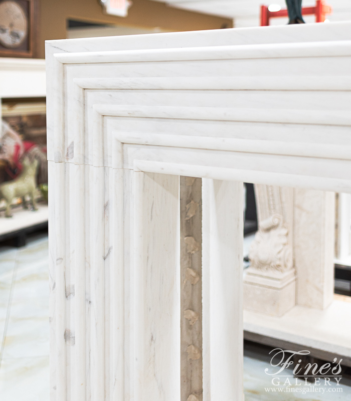 Marble Fireplaces  - Modern Statuary White Marble Fireplace Mantel - MFP-2428