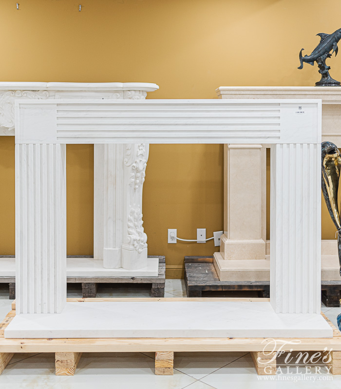 Marble Fireplaces  - Contemporary Statuary White Marble Fireplace Mantel - MFP-2429
