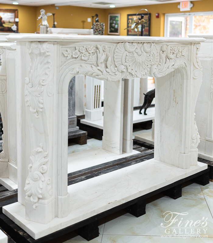 Marble Fireplaces  - Extra Deep Relief French Versailles Supreme Marble Fireplace Mantel - MFP-2431