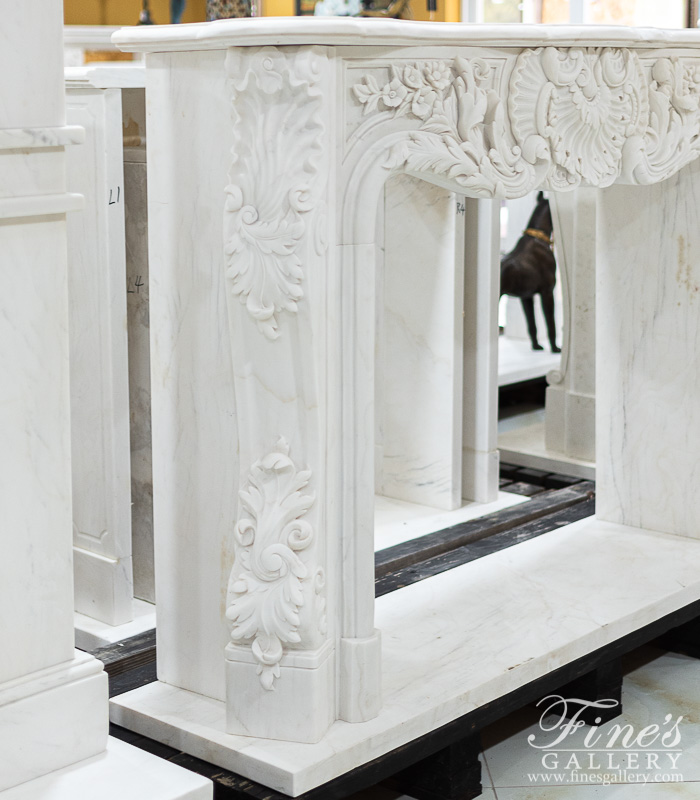 Marble Fireplaces  - Extra Deep Relief French Versailles Supreme Marble Fireplace Mantel - MFP-2431