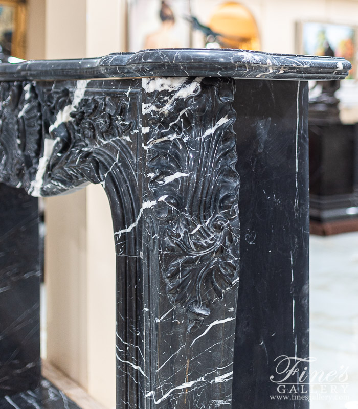 Marble Fireplaces  - Nero Marquina French Versailles Marble Fireplace Mantel - MFP-2432