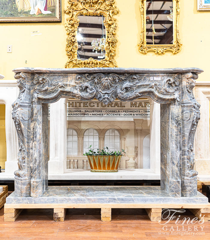 Marble Fireplaces  - Stunning King Rococo Mantel In Breccia Antique Marble - MFP-2441