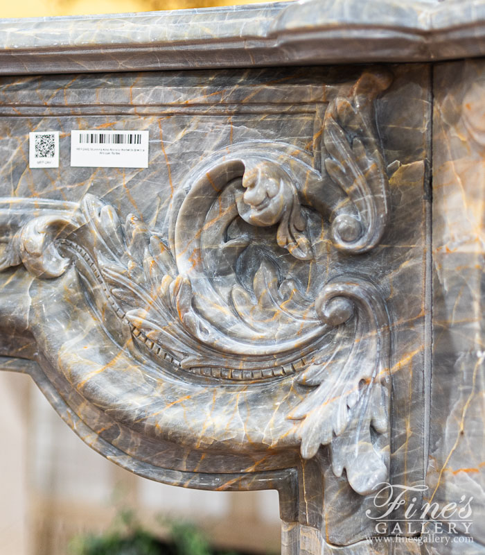 Marble Fireplaces  - Stunning King Rococo Mantel In Breccia Antique Marble - MFP-2441