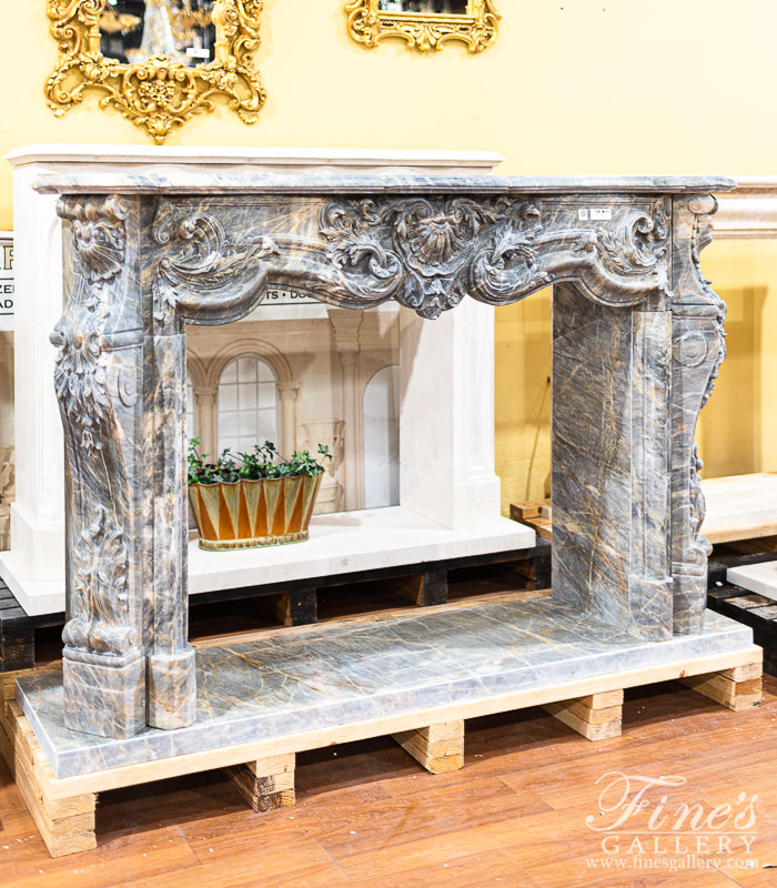 Marble Fireplaces  - Stunning King Rococo Mantel In Breccia Antique Marble - MFP-2441